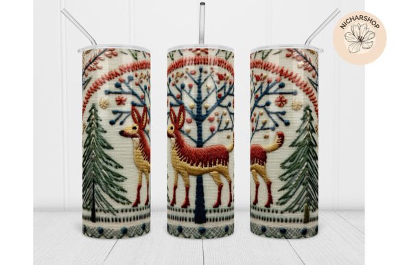 Review: 20oz Deer Embroidery Christmas Tumbler4