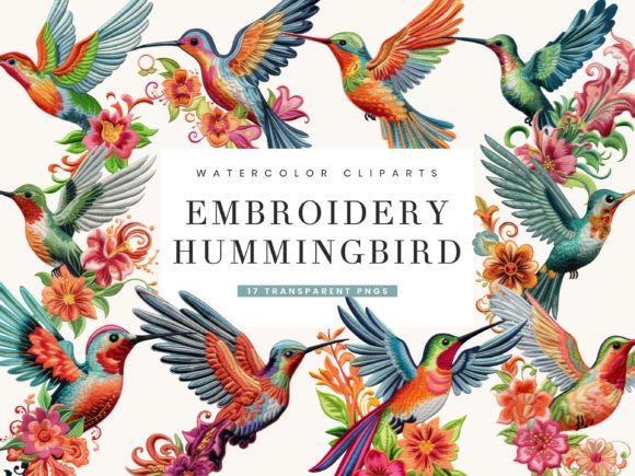 Review: Embroidery Hummingbird Clipart Bundle