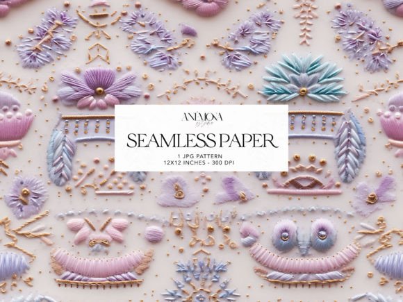Reviewing Pastel Boho Embroidery Pattern Paper