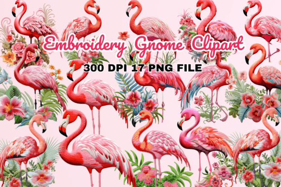 Reviewing the Embroidery Flamingo Clipart Bundle